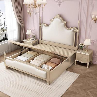 法式欧床全实木双人床主雕花奢SBW:羊角华式别高墅端主卧豪华美式