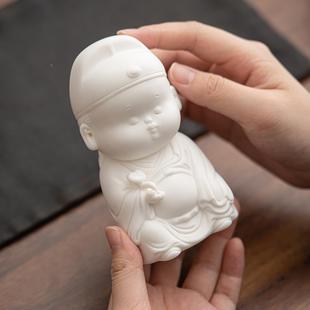 意文昌帝君家茶宠摆摆件陶BIZ瓷车载小件居客厅创办公室桌面茶玩