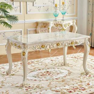 欧式 石长方用 餐桌椅组合大理现代简NEC约家小户型形饭桌实木美式