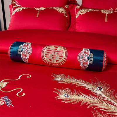 高四档TMM88556龙婚庆床单被套件套大红色男凤方结女婚床上用品方