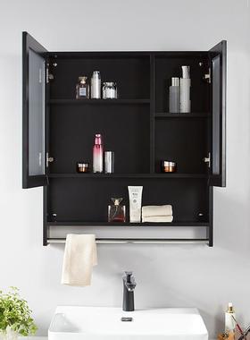 太空铝WZH浴室镜柜置箱带毛巾杆墙卫生式间镜挂子柜带物架吊柜