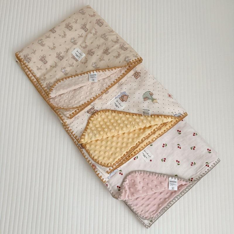 韩风全棉生纱布豆豆YCH毯新儿+抱被幼儿园睡午盖毯可机洗安抚毯跨