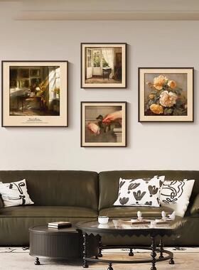 室内阳光中古风客厅沙发装餐饰画画美式复古挂艺术法式GVX厅画卧