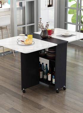 叠HOQ餐桌家用小长户型可折动带轮可伸缩方形简易多功能吃饭小桌