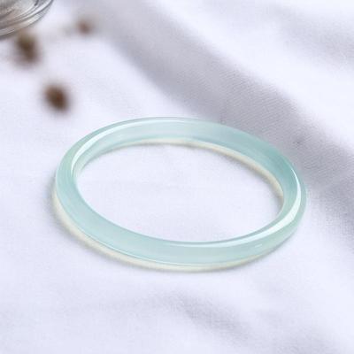 厂天家天然冰种青冻玉士CBN圆条美人镯女冰晴绿玛瑙玉髓镯髓子