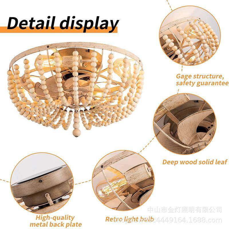 美式木简珠客厅吸顶灯复古书约卧室灯式田园餐厅灯古典民JG4561宿,家装灯饰光源,风扇灯,淘宝优惠券,粉丝福利购,淘宝优惠卷