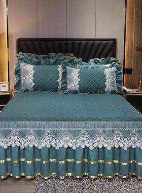 欧床F9676THS裙单件床件枕套三套防滑夹式棉加厚罩床套床笠双人床