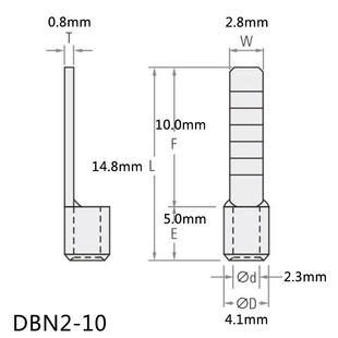 DB2 10片形裸端接头针ULA形线端子冷压N紫铜压插片线接头快速连接