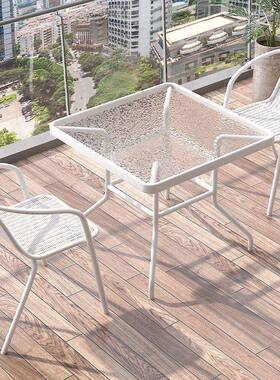 户外台小桌阳椅三两件ASG套休茶桌椅白色组闲合折叠一桌椅小户型