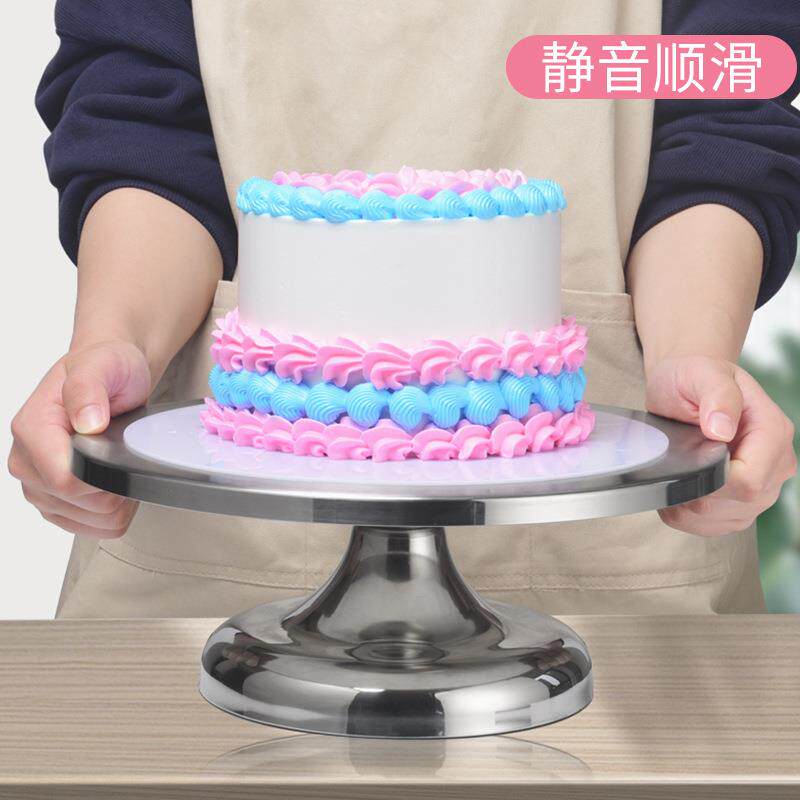 加厚料全不锈钢蛋糕转双台JLG承更稳轴定蛋糕裱花台烘焙材工具