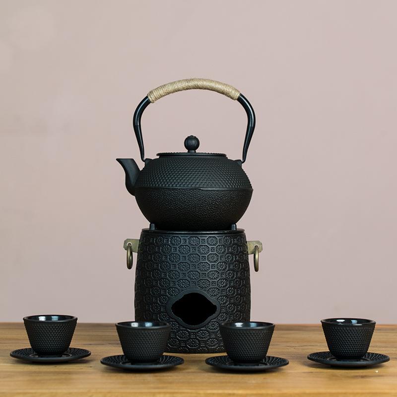 闻派新中式酒古店软装铸铁壶茶博室样板房装饰摆件WP720057架茶壶