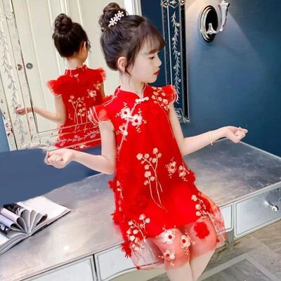 Kids Girl Cheongsam Dress Summer 2025 Baby Princess Dresses