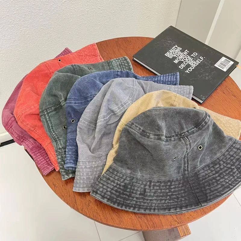 Retro washed fisherman hat for couples, fashionable vintage