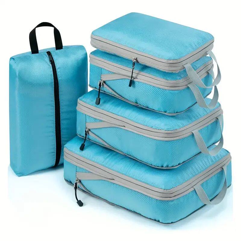 Travel Compression Packing Cubes Suitcase Luggage Organizer