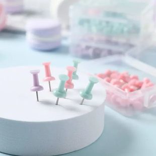 40Pcs Pink/Green/Purple Push Pins Thumb Thumbtack Board