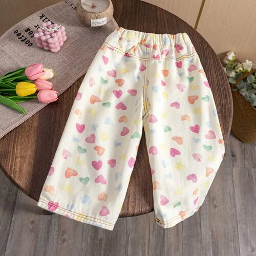 New Spring Autumn Kids Pants coloful heart printed children