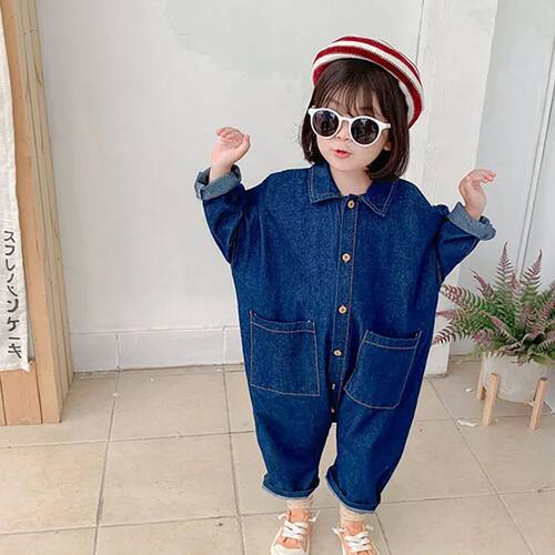 Kids Overalls Denim Girls Clothes Autumn Boys Jumpsuits Loos