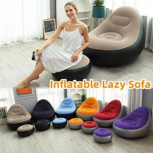 Inflatable Lazy Sofa Chair PVC Flocking Foldable Sofa With