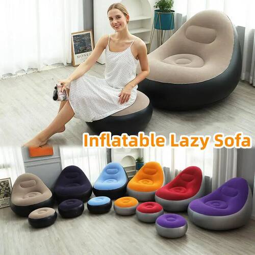 Inflatable Lazy Sofa Chair PVC Flocking Foldable Sofa With