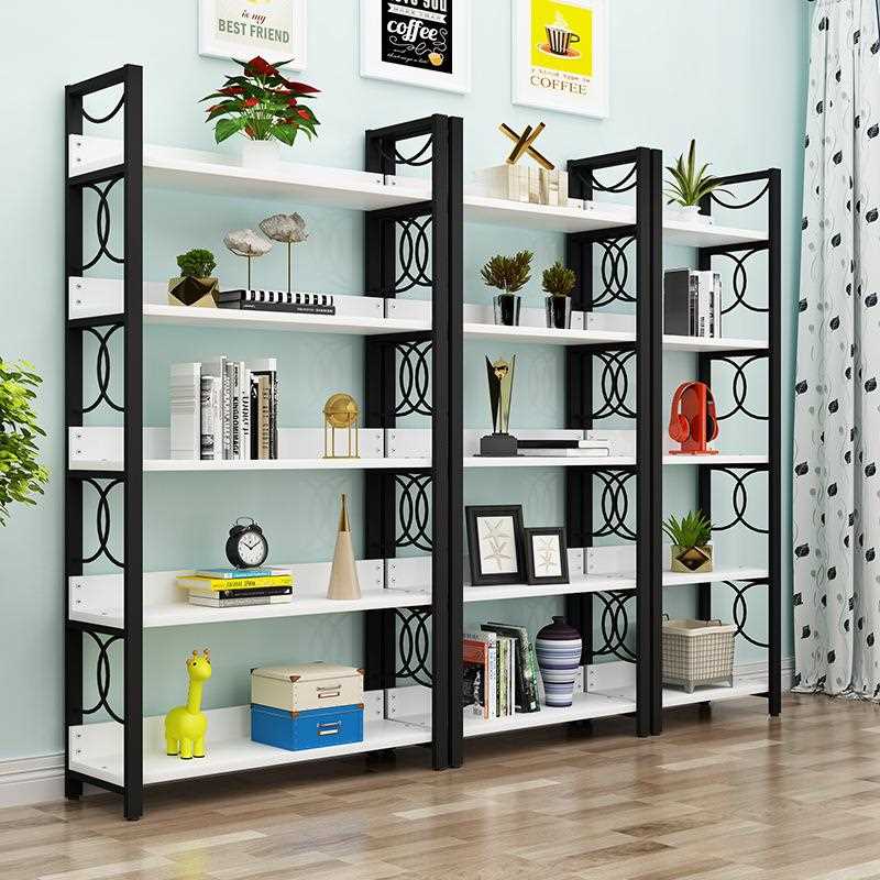 新款直销简易钢木组合书架落地式铁艺置物架客厅储物创意展示柜