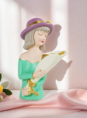 新款直销轻奢捧花蝴蝶结泡泡女孩网红摆件客厅人物酒柜装饰品卧室