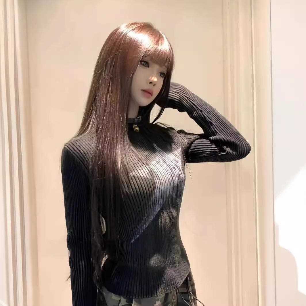 新款直销假发女长发冷棕色圆脸空气刘海jk日常自然仿真长直发全头