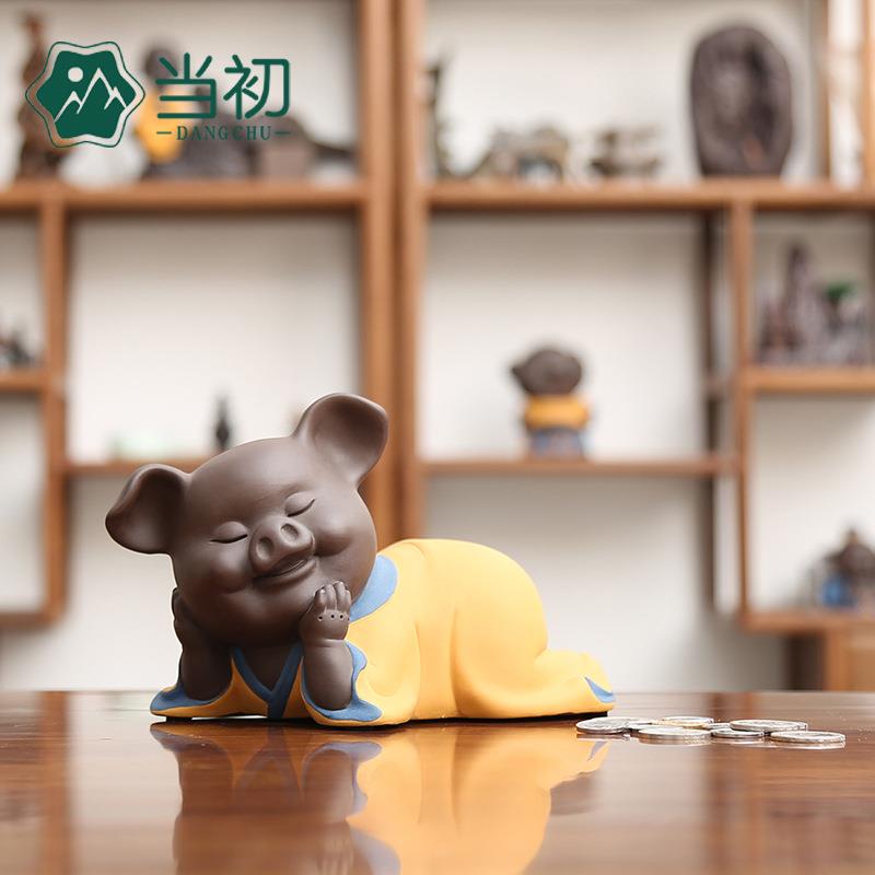新款直销存钱罐猪陶瓷小号金猪储钱罐思钱想厚茶宠储蓄罐婚庆结婚