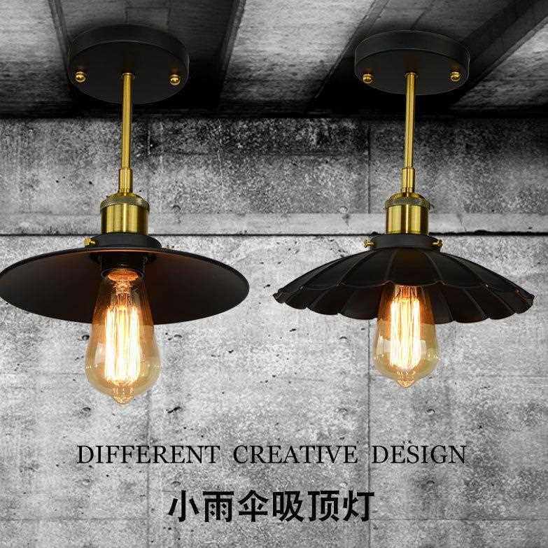 新款直销北欧复古工业风餐厅吧台咖啡厅创意铁艺吸顶灯服装店锅盖
