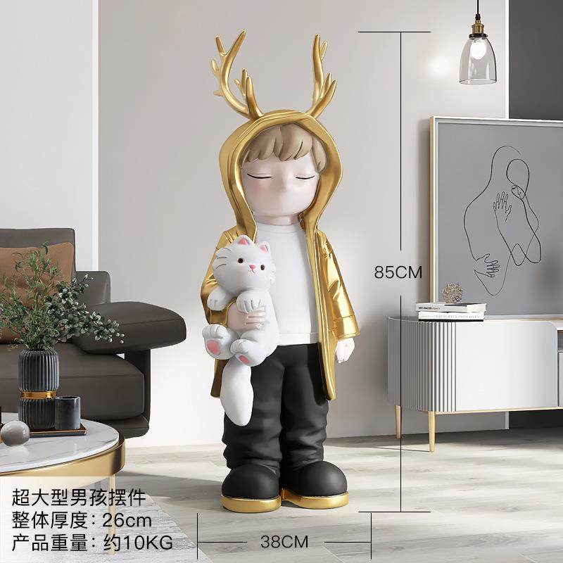 新款直销兔子男孩迎宾摆件客厅大型落地家居装饰品电视柜旁结婚礼,家居饰品,落地摆件,淘宝优惠券,粉丝福利购,淘宝优惠卷