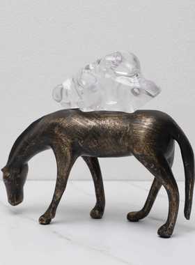 新款直销现代简约扫铜马驼货摆件样板房酒店玄关客厅茶几酒柜家居