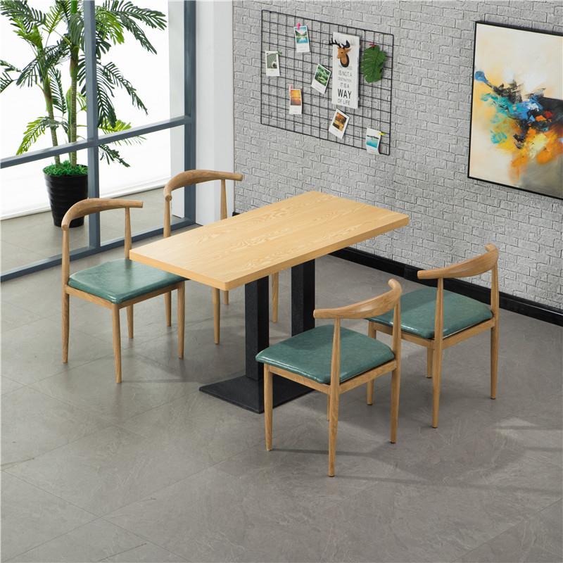 新款直销长方形饭桌小吃咖啡西餐厅饭店面馆奶茶食堂快餐桌椅组合