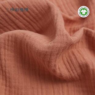 新款直销全棉双层绉布梭织面料 婴童口水巾汉服纱布面料 纯棉双层