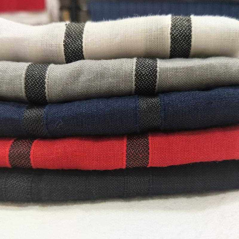 直销新款供销 新款苎麻宽黑条纹面料 麻皱布 时尚衬衫裙子服装面,纺织面料/辅料/配套,棉麻面料,淘宝优惠券,粉丝福利购,淘宝优惠卷