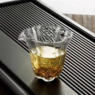 海棠冰晶玻璃公k道杯家用高硼硅透明茶水分离倒茶器分茶器玻璃杯