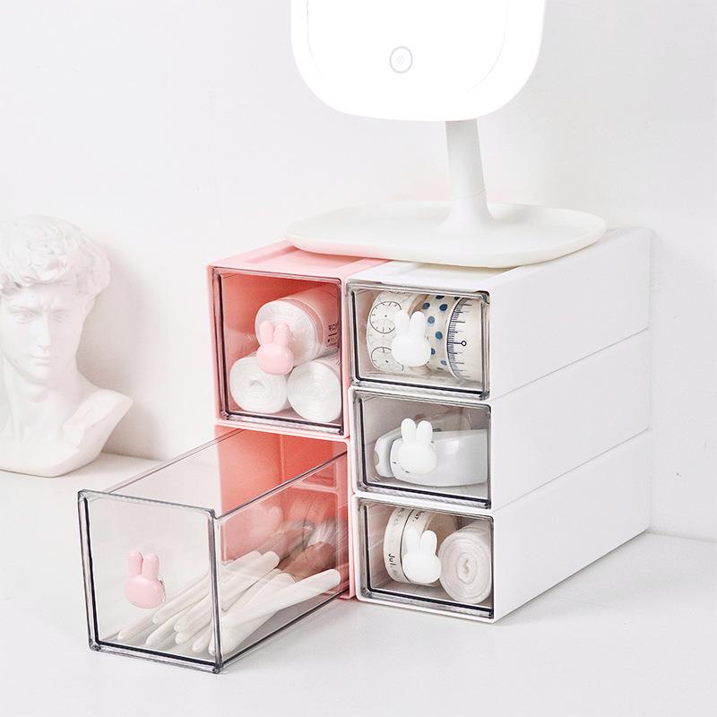 新款直销办公桌面透明小抽屉可爱迷你收纳盒学生书桌文具杂物整理