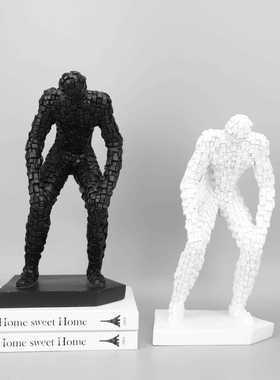 新款直销现代简约创意树脂马赛克人物摆件办公室样板间家居客厅桌