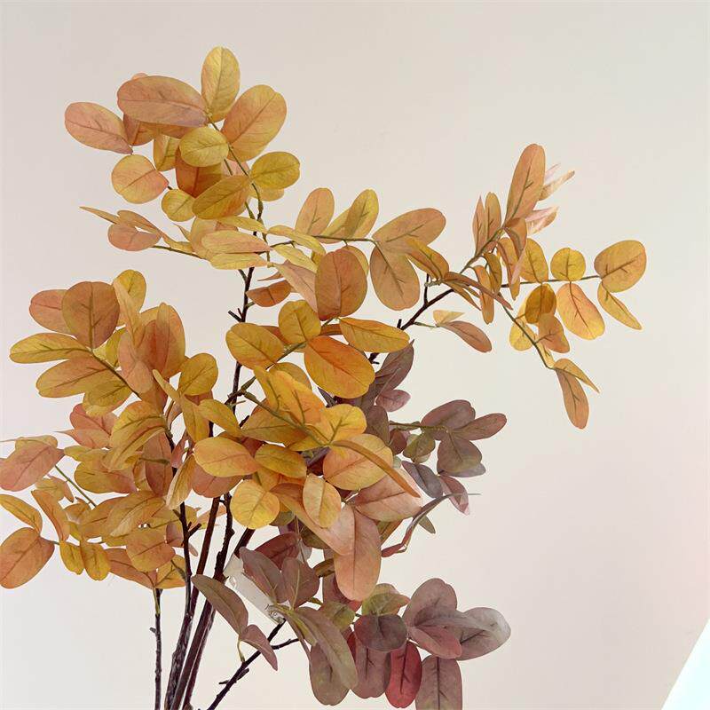 新款直销仿真花黄刺秋叶绿叶造景装饰手感枯枝春雨叶家居客厅展厅