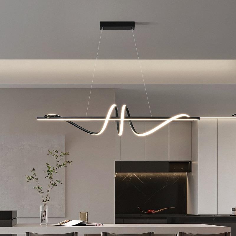 新款直销餐厅吊灯简约现代极简饭厅餐桌灯2023新款创意设计长条网