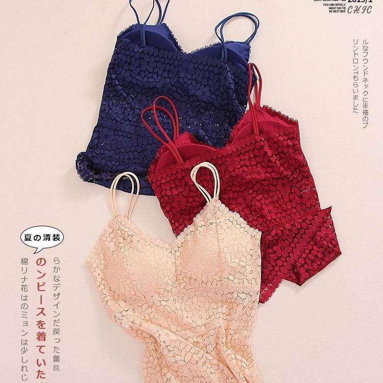 新款直销吊带蕾丝美背心女士夏内搭打底外穿带胸垫网红防走光显瘦