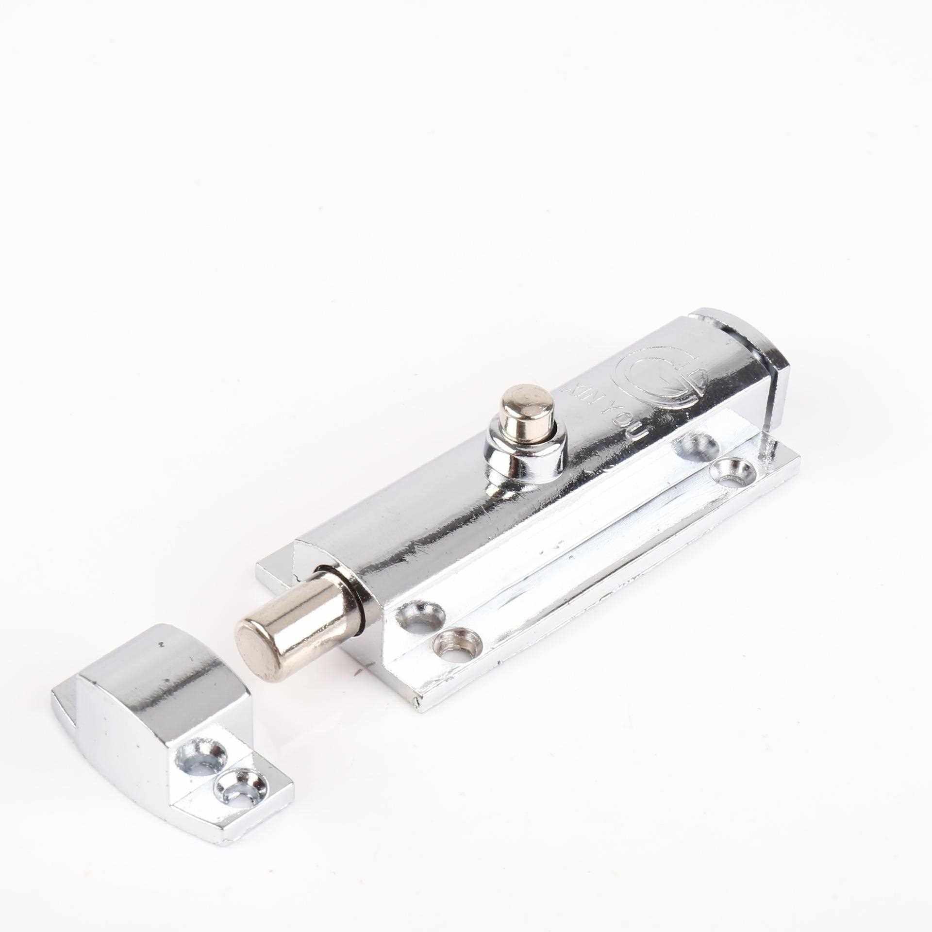 新款直销MS406按钮自弹插销4寸锌合金门窗配电箱开关柜按压式门栓