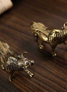 新款直销黄铜水牛摆件个性创意华尔街牛开业礼品桌面办公室装饰品