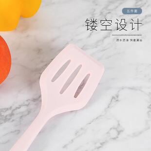 直销玫瑰金手柄 新款 硅胶家用厨房不粘锅硅胶铲锅铲漏勺迷你烘焙