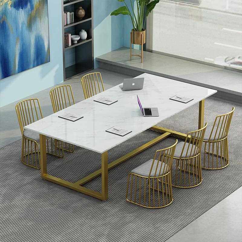 直销新款白色长条会议桌阅览室铁艺大理石长桌简约铁艺办公桌椅室,商业/办公家具,办公电脑桌,淘宝优惠券,粉丝福利购,淘宝优惠卷
