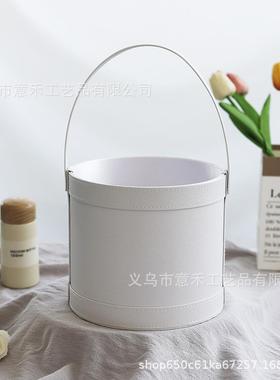 新款直销白色花桶皮质礼品抱抱桶结婚手提宝宝满月创意回礼伴手礼