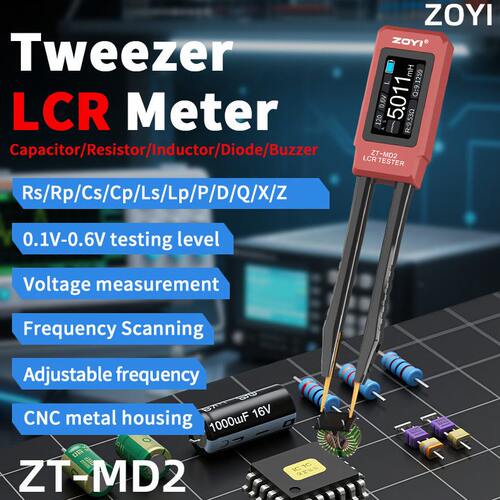 ZOYI众仪LCR镊子电桥ZT-MD2 智能数字贴片电阻电感电容元器件测试