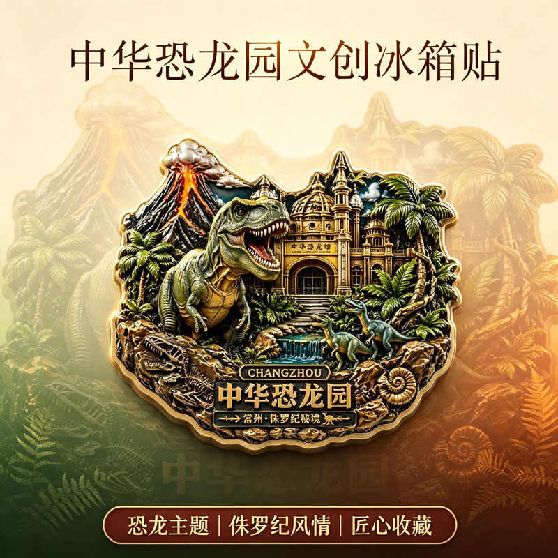 常州中华恐龙园文创金属磁吸冰箱文化创意冰箱贴