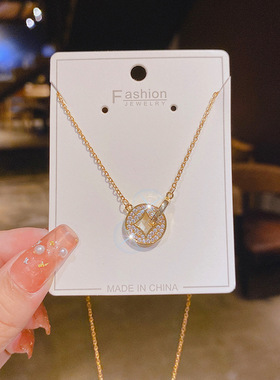 【真金电镀】彩金项链女保色锁骨链学生森系清新网红圆环吊坠潮