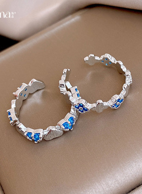 复古风锆石爱心花朵开口戒指小众高级感精致指环时尚百搭气质手饰