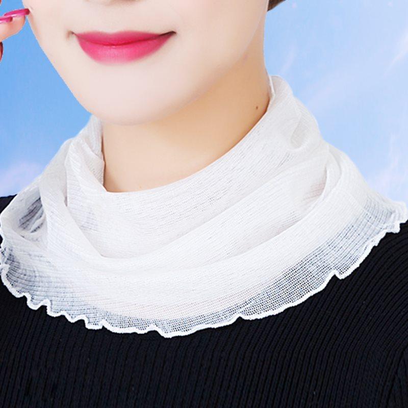 脖子防晒护颈脖套夏季春秋薄款真丝围脖假领子女百搭假领高档丝巾