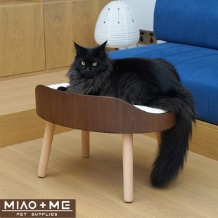 实木猫窝四季 我与招财MIAO&ME 通用防潮高脚宠物床木质猫床猫咪窝